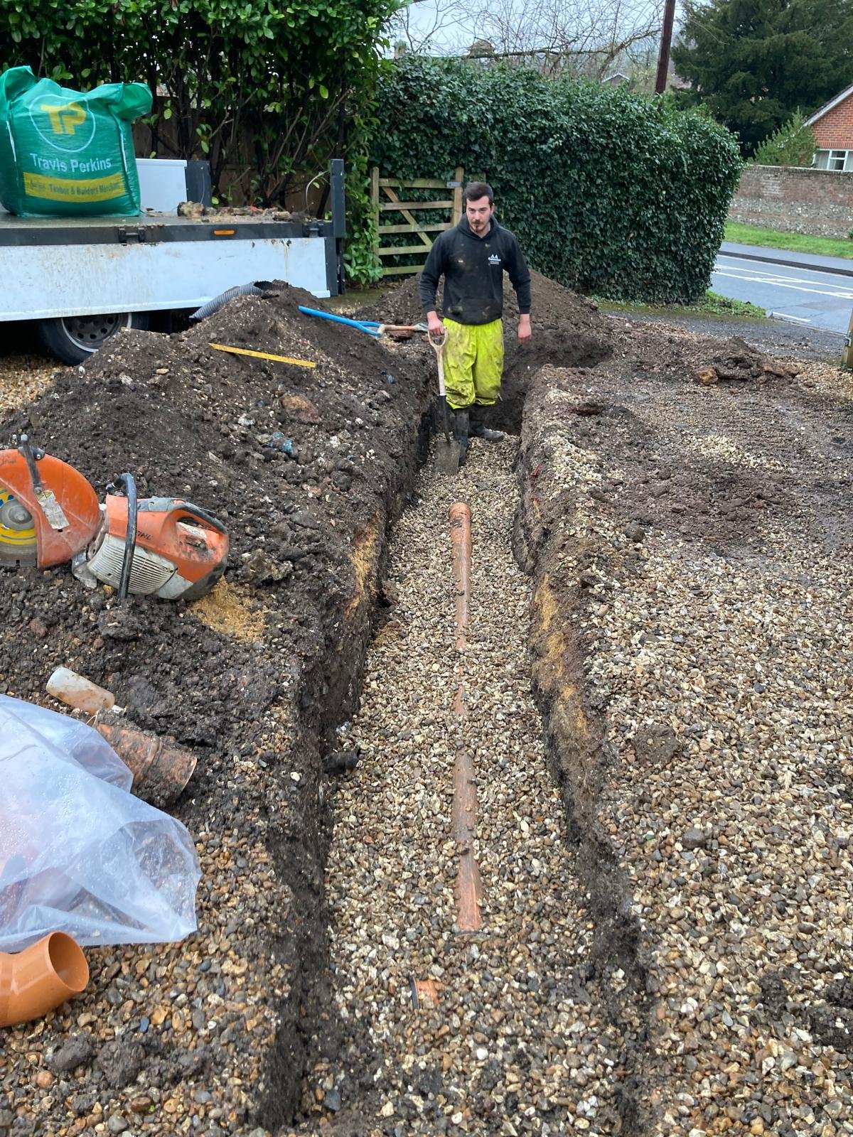 French drain installation